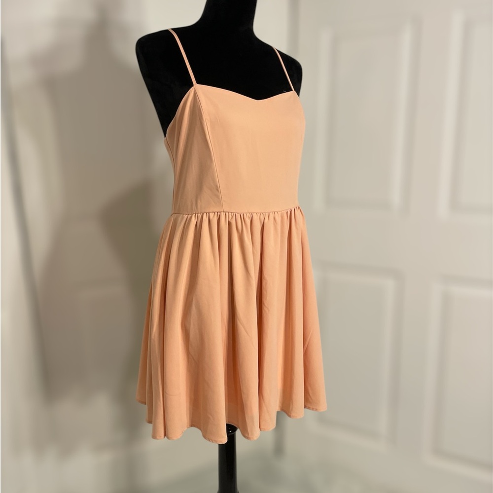 Peach Spaghetti Strap Dress - Picture 2 of 3